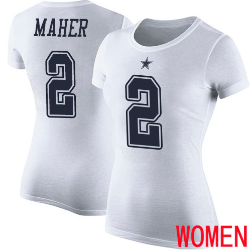 Women Dallas Cowboys White Brett Maher Rush Pride Name and Number #2 Nike NFL T Shirt